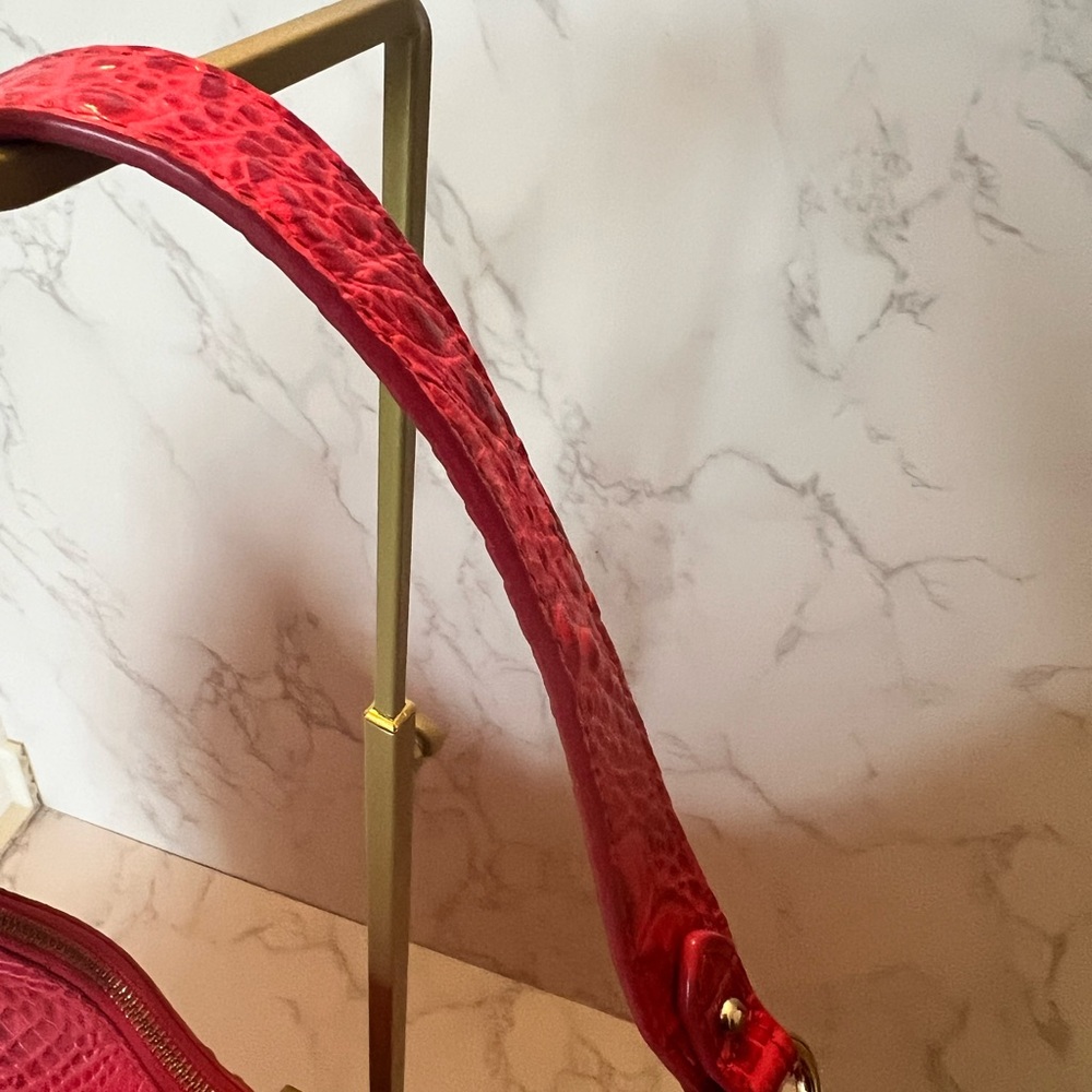 Brahmin Fuchsia Crocodile-Embossed Shoulder Bag|Good Condition - Picture 8 of 16